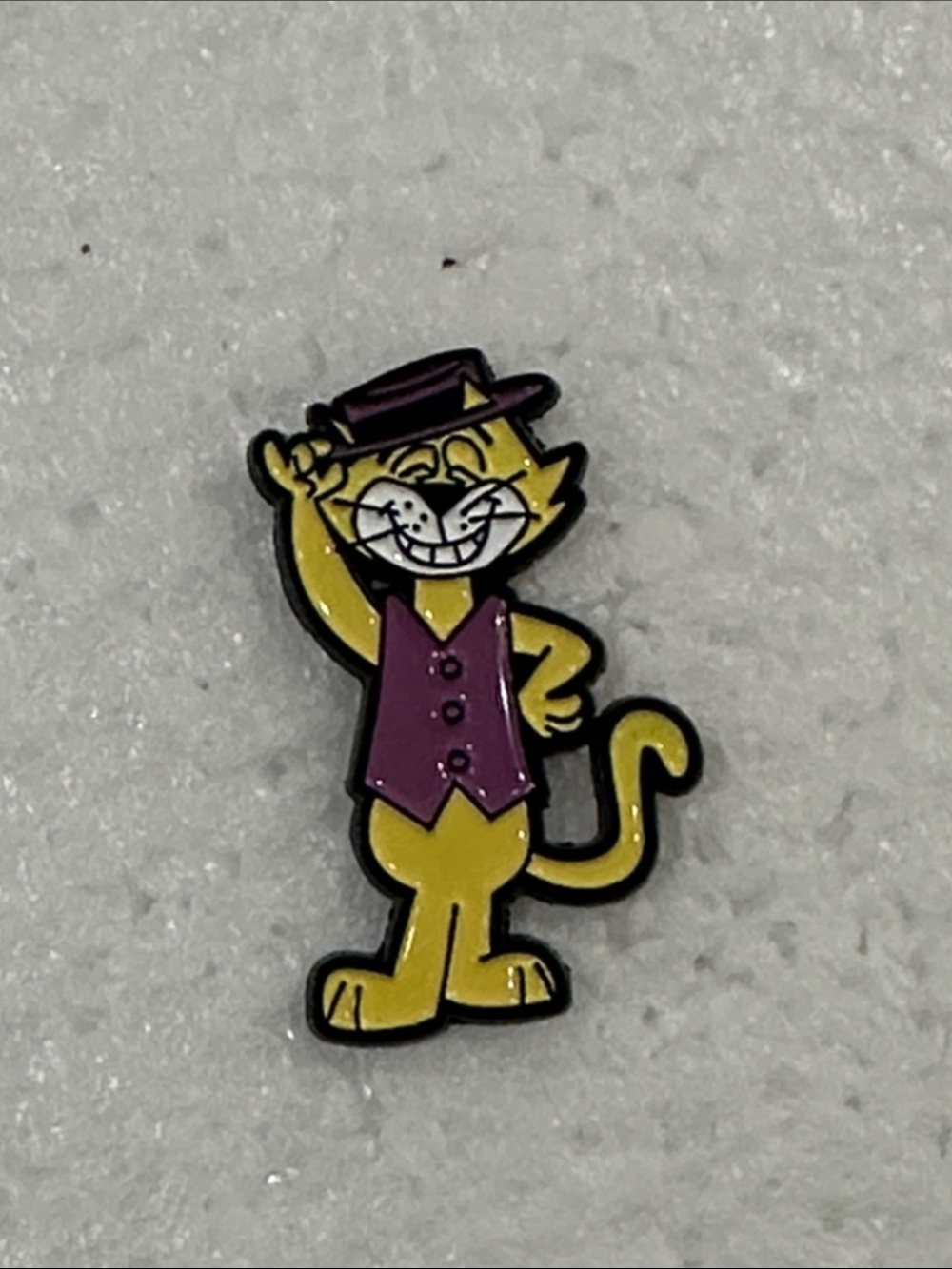 Classic Top Cat Cartoon Enamel Pin with Purple Vest and Hat